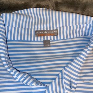 Peter Millar XL blue and white striped golf shirt